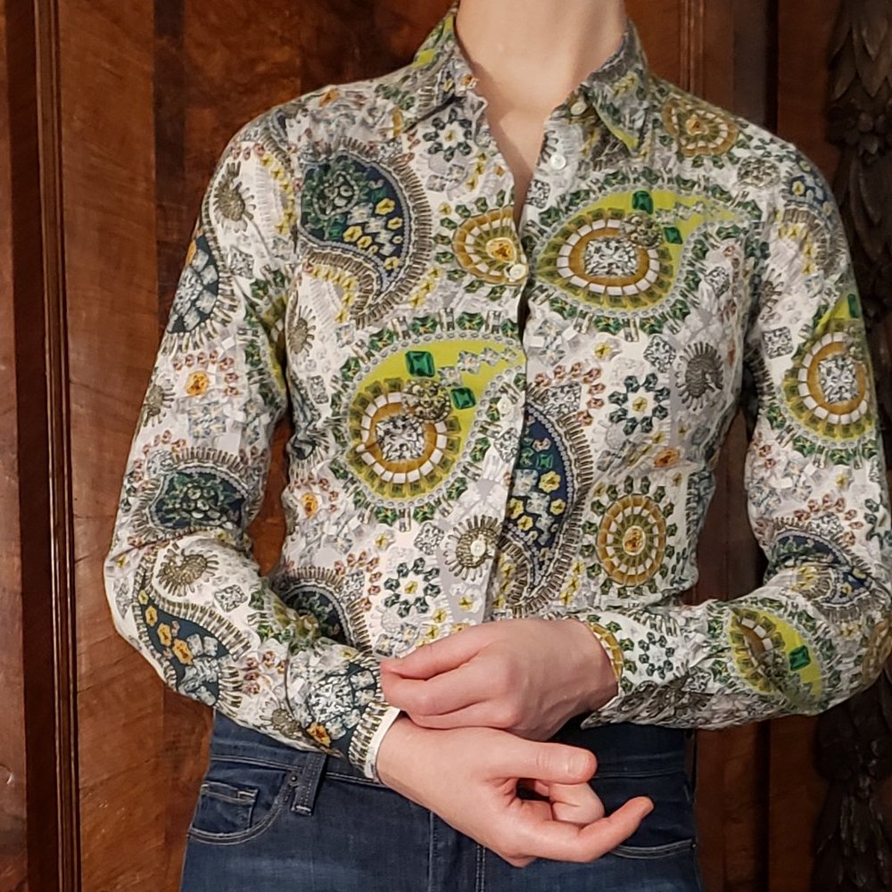 Sara Roka jeweled paisley shirt